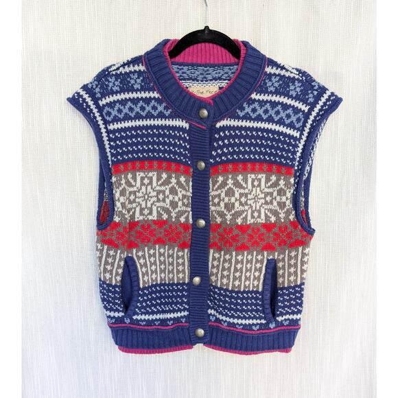 Free People We The Free Prep School Wool-blend Sleeveless Cardi, size M - Picture 1 of 7
